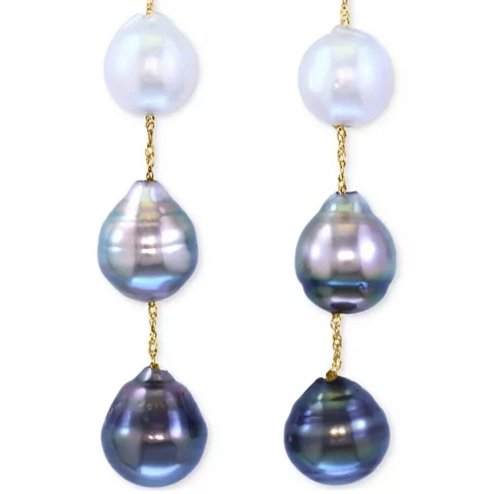 EFFY Cultured Black Tahitian & White South Sea Pearl Earrings